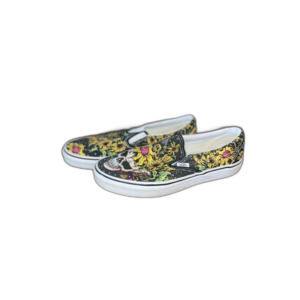 Vans Classic Slip-On Shoes Beauty Skull 10.5 Canvas Low Top Sunflower
